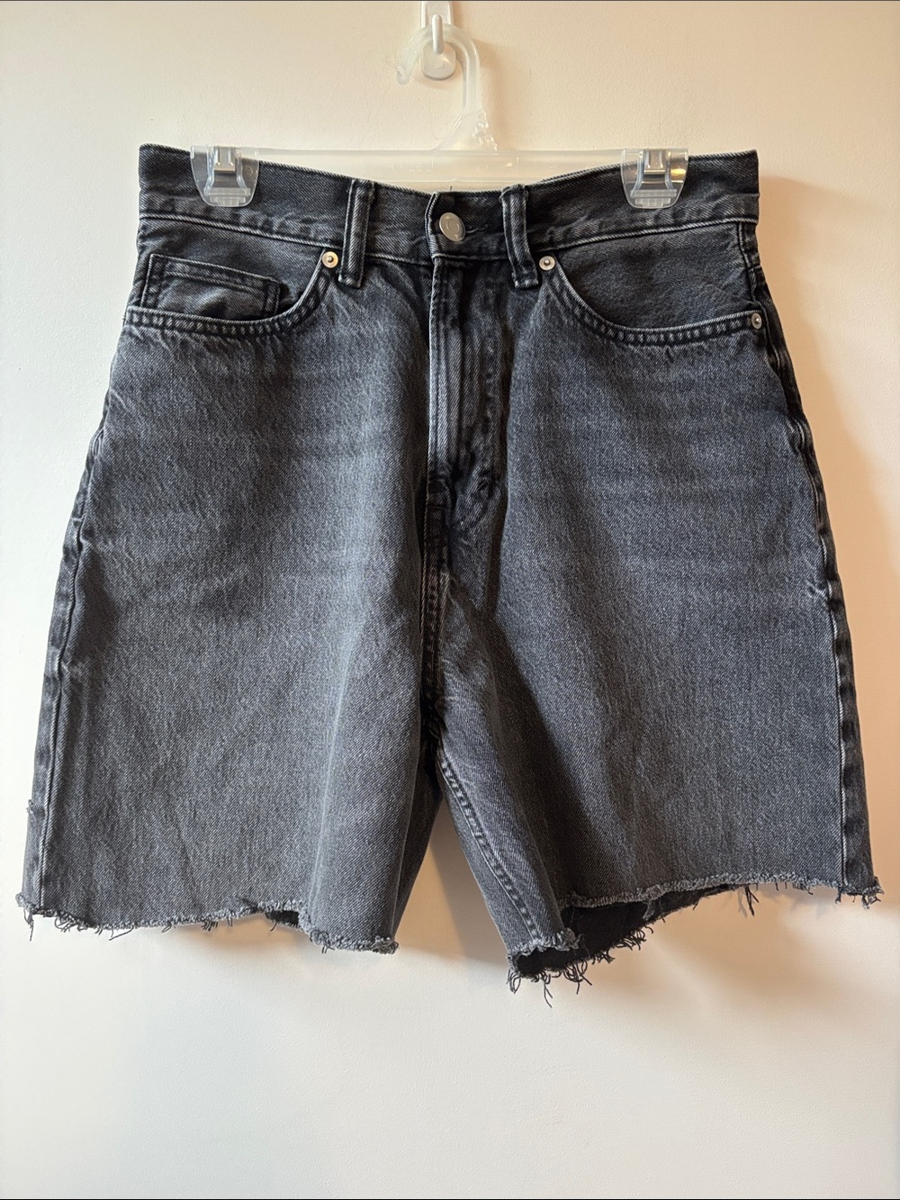 H&M Black High-Rise Denim Cutoff Shorts